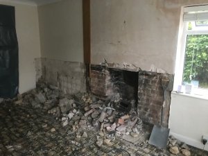 old fireplace broken out