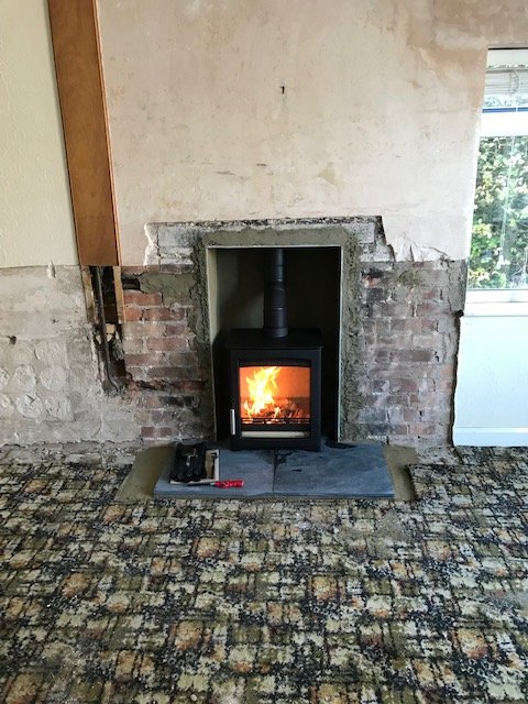 stove installed and burning